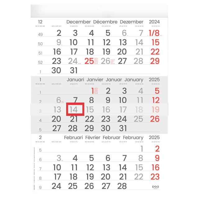 3-Maandkalender 2026 INNI Manager compact-formaat