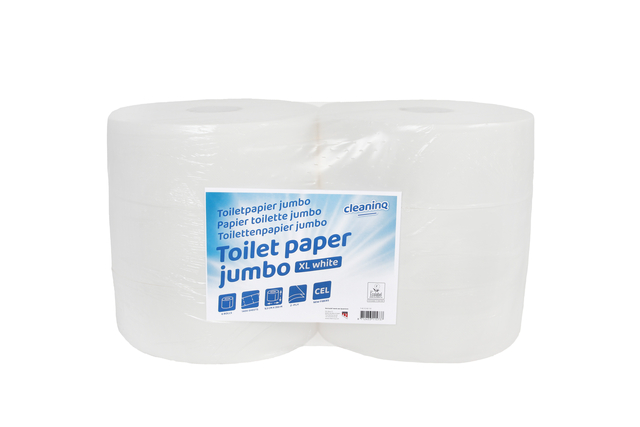 Toiletpapier Cleaninq jumbo groot 2-laags 350m wit