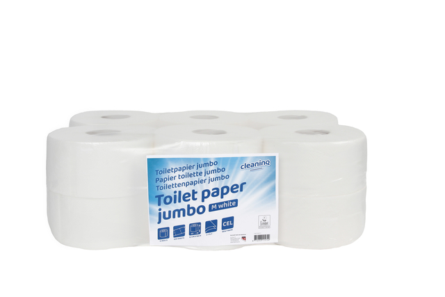 Toiletpapier Cleaninq jumbo klein 2-laags 150m wit