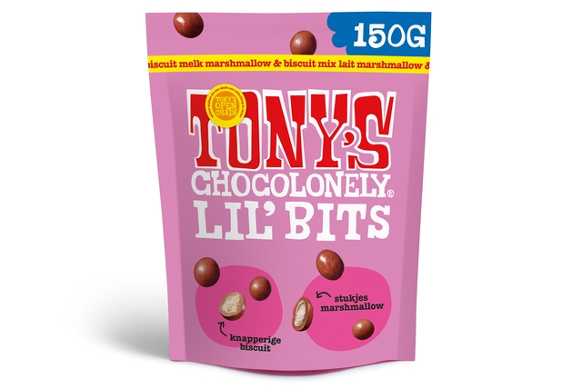 Chocolade Tony's Chocolonely Lil' Bits melk marshmallow & biscuit 150 gram