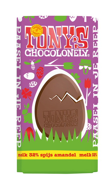 Chocolade Tony's Chocolonely paasreep melk met amandelspijs en nootjes 180gr