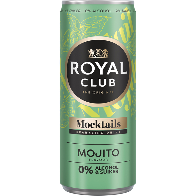 Mocktails Royal Club mojito 0% suiker en alcohol blik 250 ml