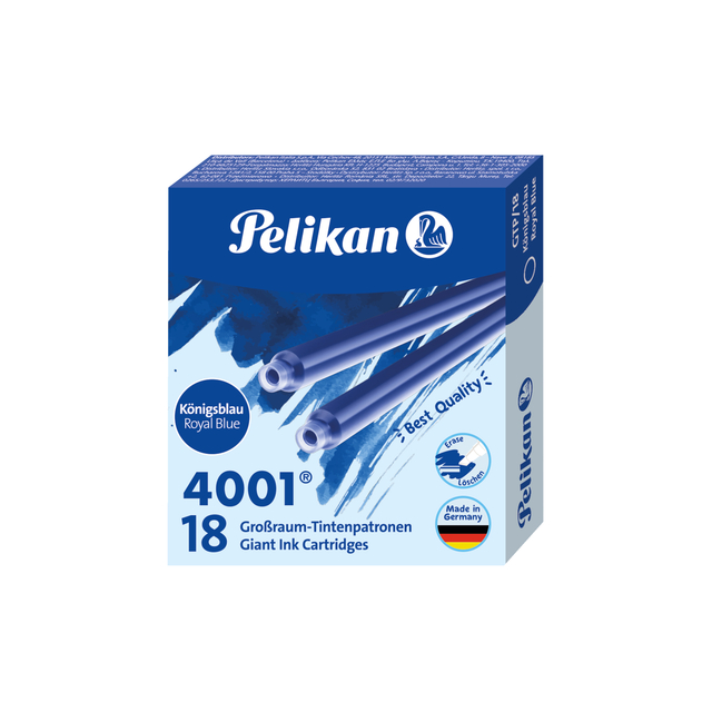 Inktpatroon Pelikan 4001 lang koningsblauw 18 stuks