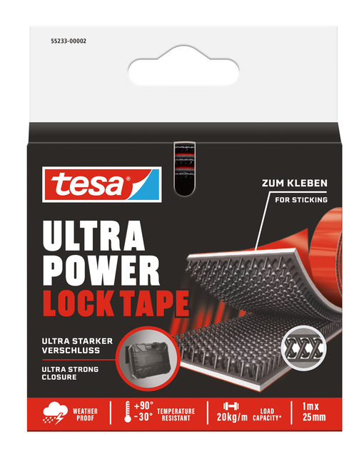 Klittenband tesa Ultra Power Lock Tape 100cmx25mm zwart