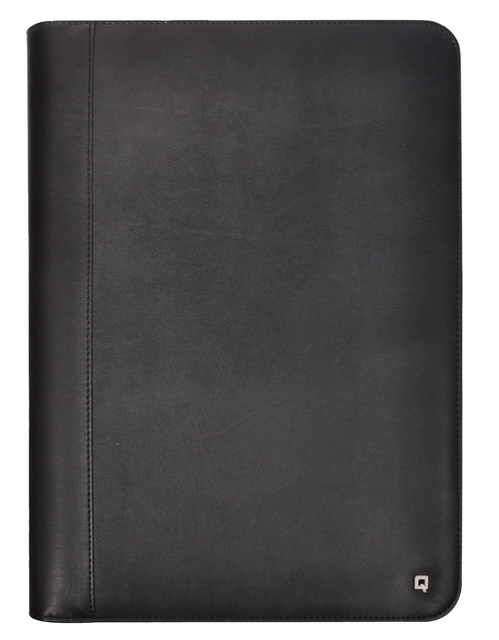 Schrijfmap DESQ A4 met rits kunstleder ringmechaniek zwart