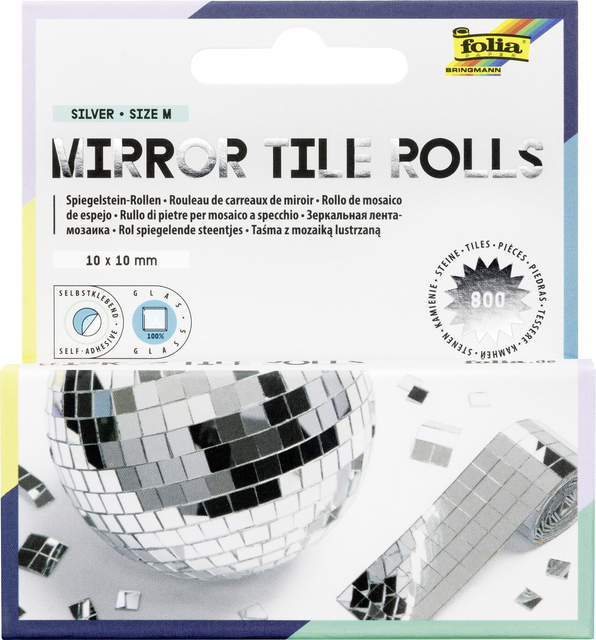 Mozaieksteentjes Folia zilver zelfklevend 10x10mm