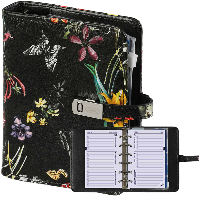 Organizer Kalpa Pocket inclusief agenda 2025-2026 7dagen/2pagina's bloemenzee zwart