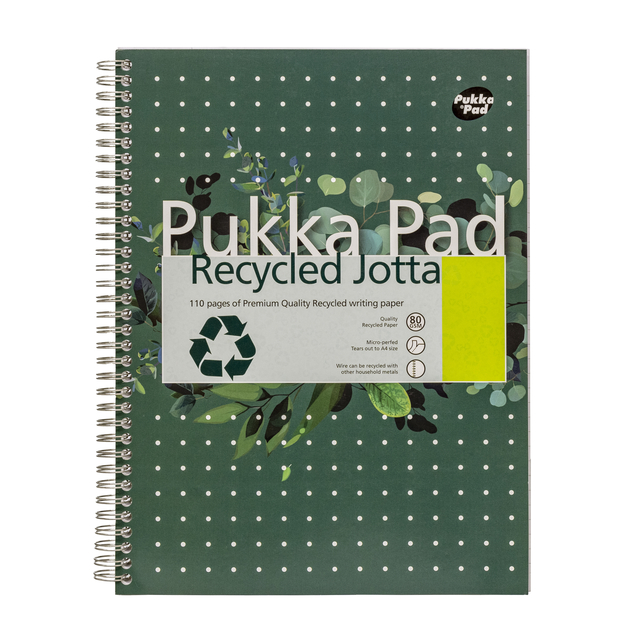 Collegeblok Pukka Pad Jotta Recycled A4 lijn 4-gaats 110 pagina's 80gr groen