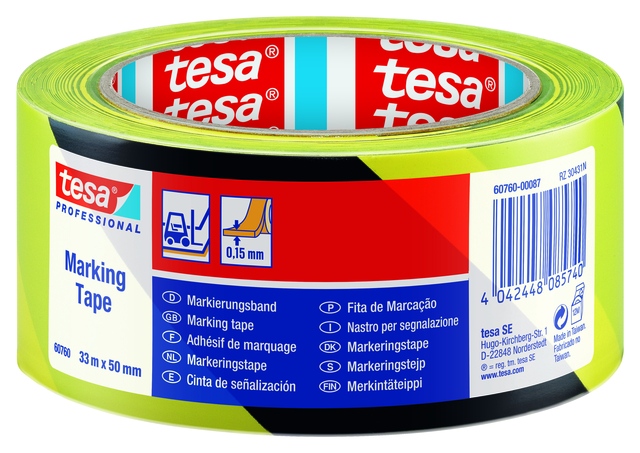 Markeringstape tesa® Professional 60760 PV1 50mmx33m geel-zwart