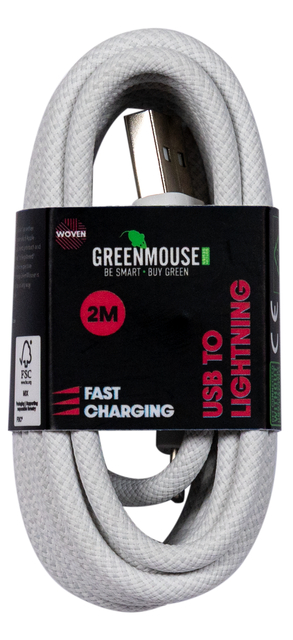 Kabel Green Mouse USB-A to Lightning data Woven 2m