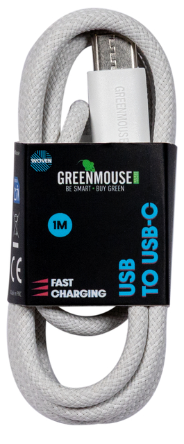 Kabel Green Mouse USB-A to USB-C data Woven 1m