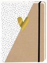 Notitieboek kraft gouden hart A5 lijn 92 pagina's softcover