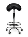 Zadelkruk Office Premium hoog met voetring harde wielen zw