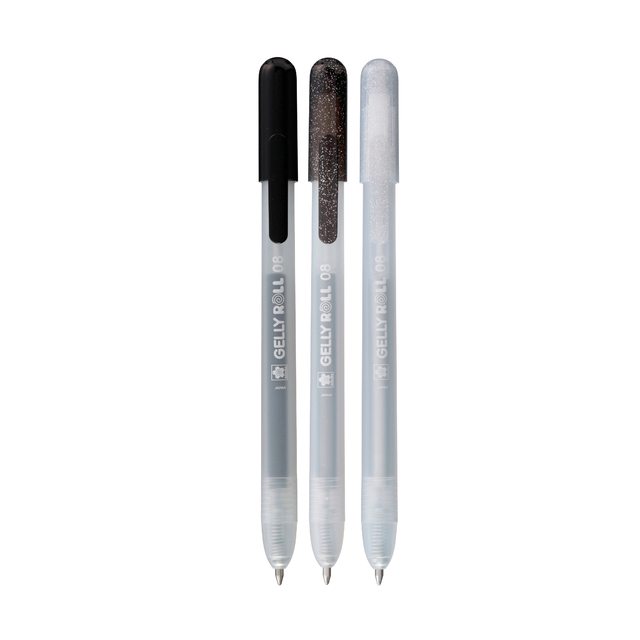 Gelschrijver Sakura Gelly Roll Special 08 klikfunctie set à 3 kleuren zilver