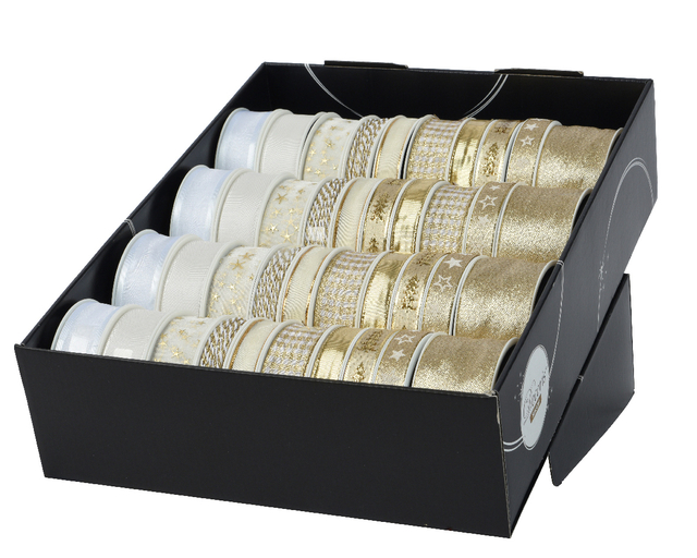 Cadeaulint Decoris polyester goud/parelmoer ass