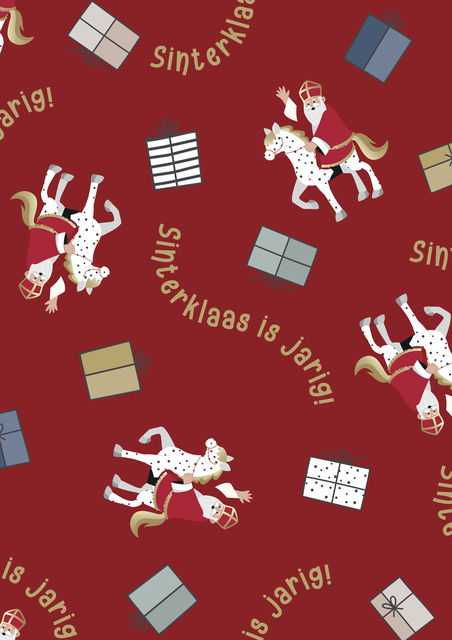Inpakpapier Sint en Co 200x70cm assorti