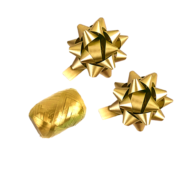 Cadeaulint Polyband en 2 rozetten goud