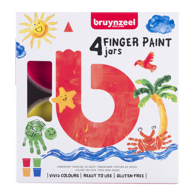 Vingerverf Bruynzeel Kids set à 4 kleuren 85ml