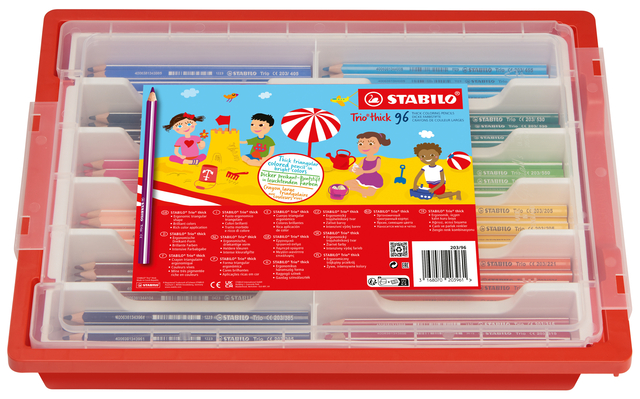 Kleurpotloden STABILO 203 Trio dik assorti classpack à 96 stuks