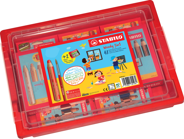 Kleurpotloden STABILO 882 woody 3 in 1 incl 3 slijpers classpack 38st