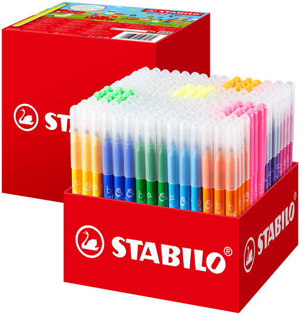 Viltstift STABILO Trio A-Z 378 fijn assorti classpack à 240 stuks