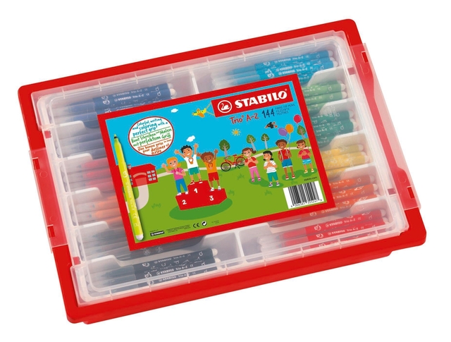 Viltstift STABILO Trio A-Z 378 fijn assorti classpack à 144 stuks