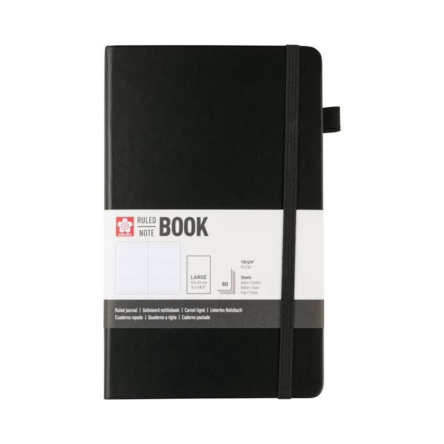 Notitieboek Sakura large 130x210mm lijn hard cover zwart