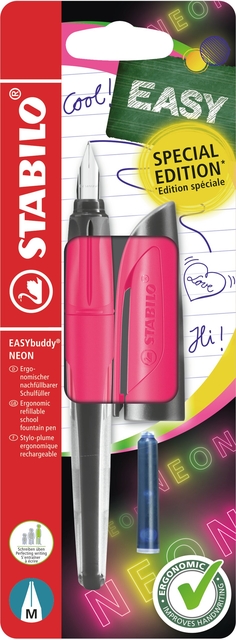 Vulpen STABILO Easybuddy medium neon roze blister à 1 stuk