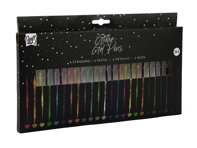 Gelpennen Craft ID glitter set à 24 kleuren