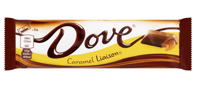 Chocolade Dove liaison caramel reep doos 24 stuks