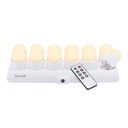 Theelicht Securit Amsterdam LED warmwit met oplaadstation 12 stuks wit