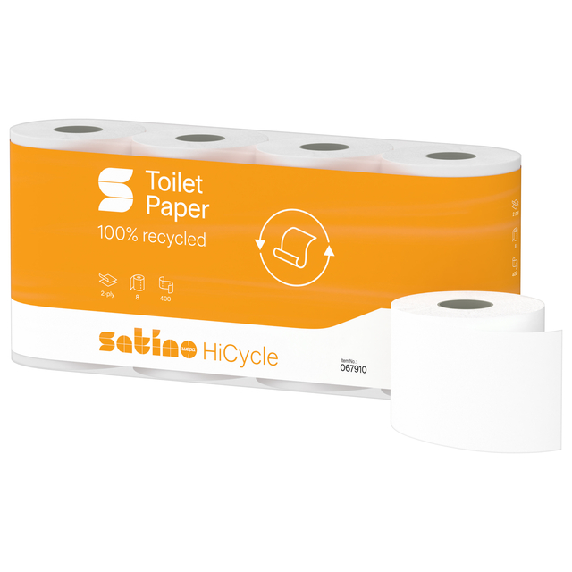 Toiletpapier Satino MT1 HiCycle 2-laags 8x400 vel wit 067910