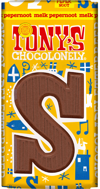 Chocoladeletter Tony's Chocolonely S melk pepernoot 90 gram