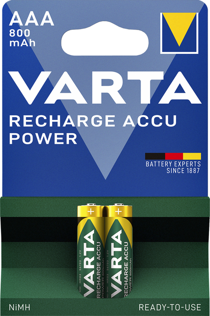 Batterij oplaadbaar Varta 2x AAA 800mAh ready2use