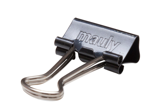 Papierklem MAUL foldback 215 19mm zwart 12 stuks