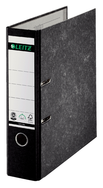 Ordner Leitz 1080 klassiek gewolkt 180° 80mm karton A4 zwart