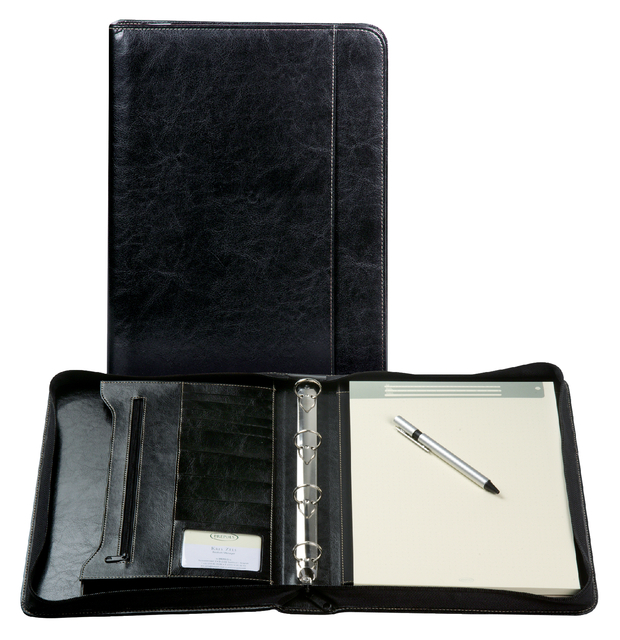 Schrijfmap Brepols Palermo A4 met rits incl schrijfblok 4-rings zwart