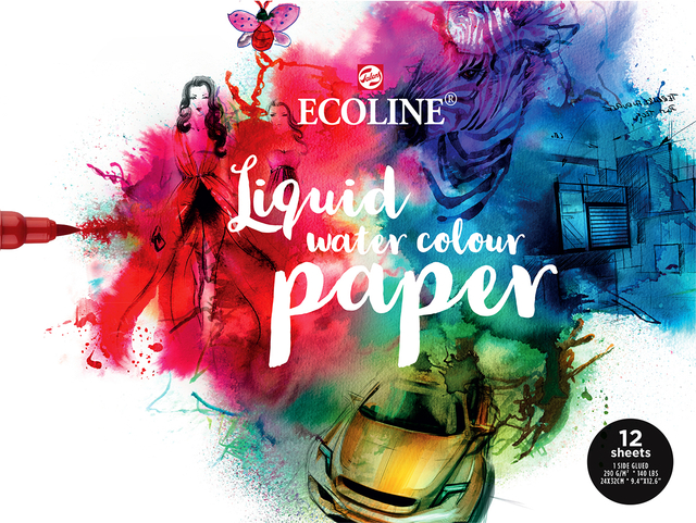 Aquarelverfpapier Talens Ecoline 12 witte vellen 290gr 240x320mm wit