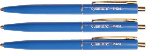 [610293] Balpen Quantore drukknop met metalen clip blauw medium