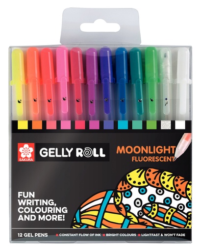 [612659] Gelschrijver Sakura Gelly Roll Moonlight fluorescent set à 12 kleuren