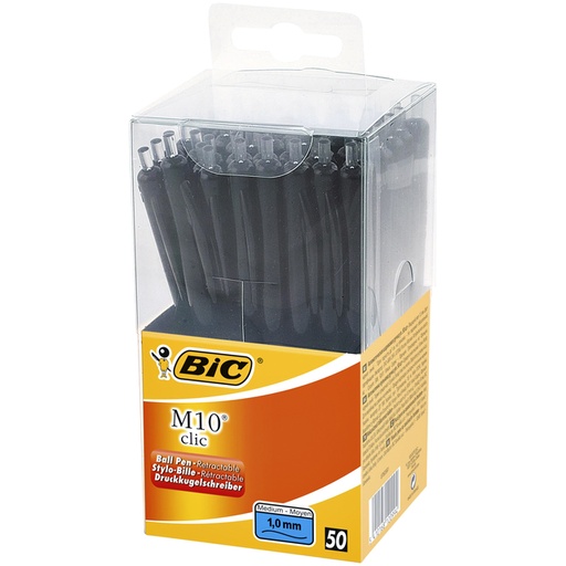 [616341] Balpen Bic M10 medium zwart in tubo verpakking