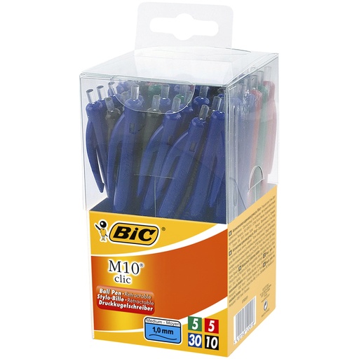 [616349] Balpen Bic M10 medium assorti in tubo verpakking