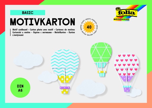 [141667] Fotokarton Folia A6 40vel met basisdesigns assorti