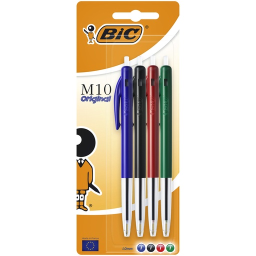 [616405] Balpen Bic M10 medium assorti blister à 4 stuks