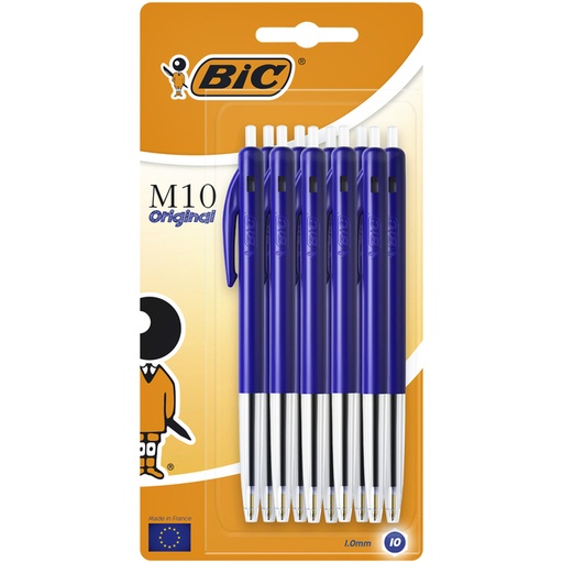 [616406] Balpen Bic M10 medium blauw blister à 10 stuks