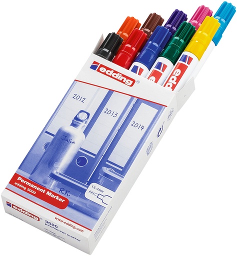 [630019] Viltstift edding 3000 rond 1.5-3mm assorti doos à 10 stuks