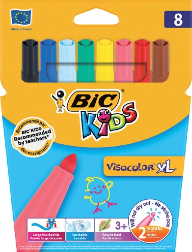[630078] Kleurstiften BicKids Visacolor XL assorti blister à 8 stuks
