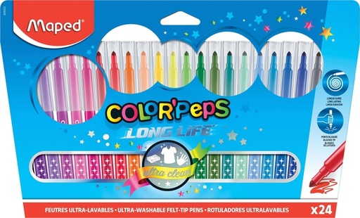 [630143] Viltstift Maped Color'Peps Long Life set á 24 kleuren