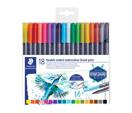 [630280] Brushpen Staedtler 3001 Marsgraphic duo 0.5-6mm blister à 18st ass