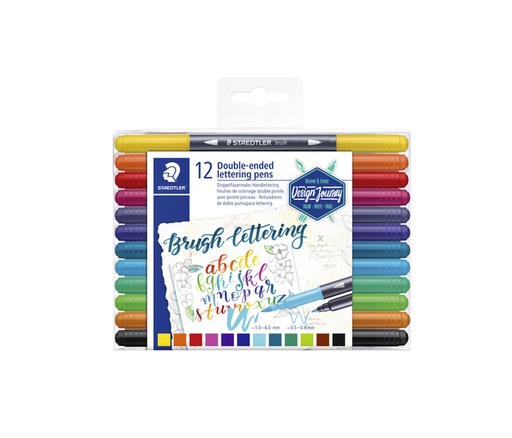 [630282] Brushpen Staedtler 3004 lettering duo 0.5-6mm  blister à 12st ass